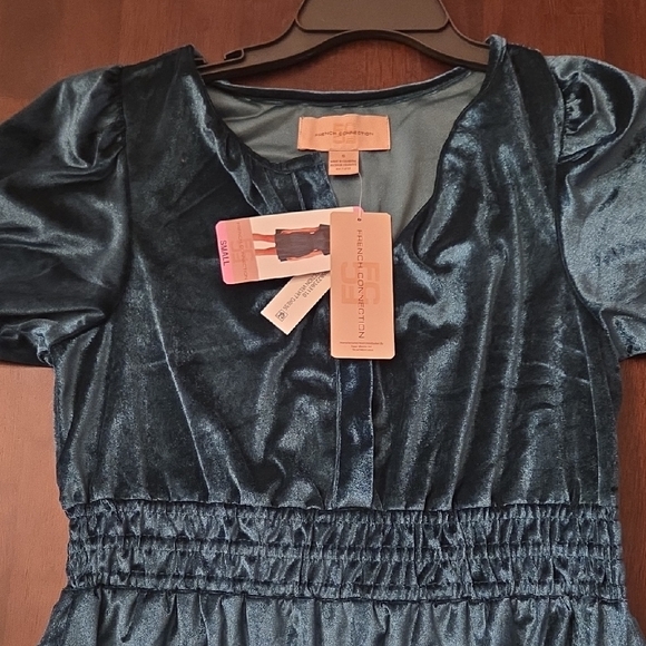 French Connection Teal Velvet Dress, With Pockets - Picture 6 of 11